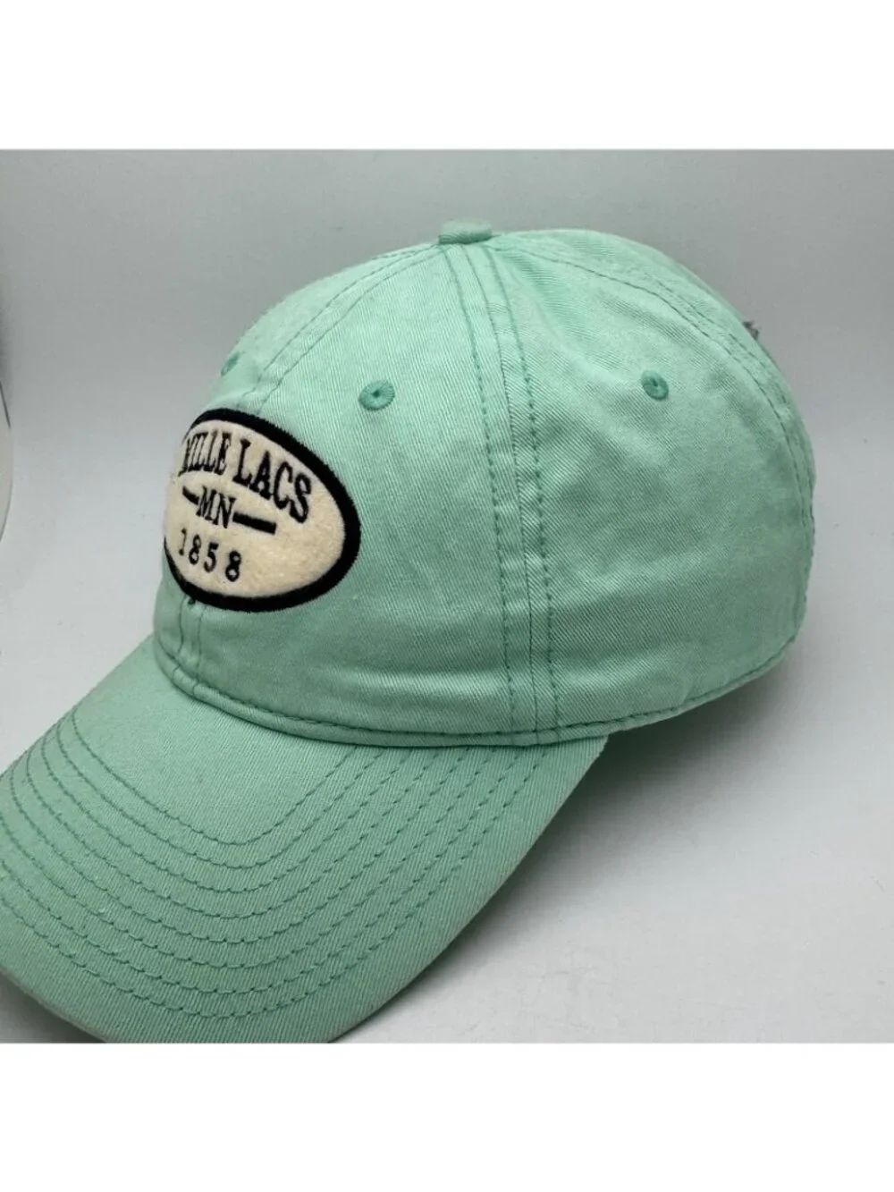 Mille Lacs MN 1858 Baseball Dad Hat Cap The Game Mint Green Cotton Adjustable